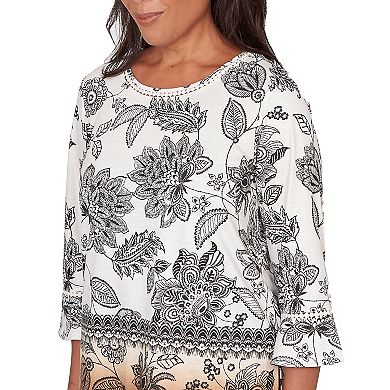 Petite Alfred Dunner Ombre Floral Crewneck Top