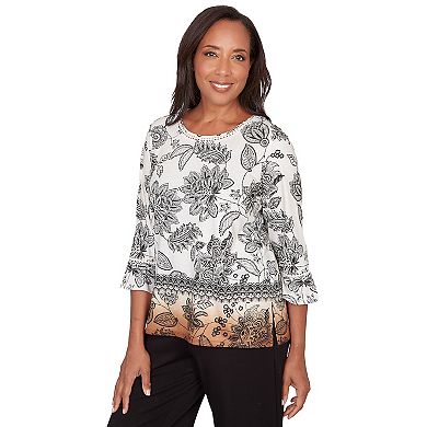Petite Alfred Dunner Ombre Floral Crewneck Top