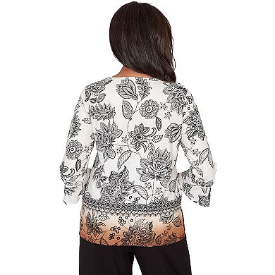 Petite Alfred Dunner Ombre Floral Crewneck Top