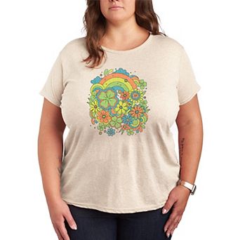Plus Size Retro Clovers & Florals Graphic Tee