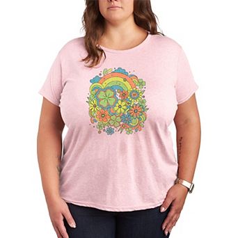 Plus Size Retro Clovers & Florals Graphic Tee