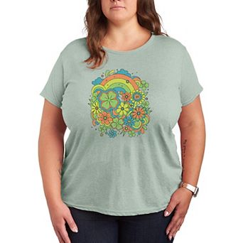 Plus Size Retro Clovers & Florals Graphic Tee