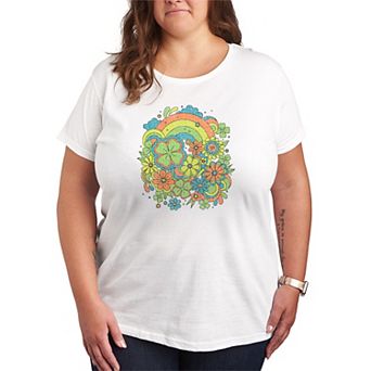 Plus Size Retro Clovers & Florals Graphic Tee
