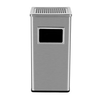 8 Gallon Commercial Stainless Steel Trash Can with Ashtray for Indoor/Outdoor​