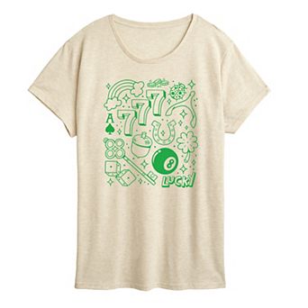 Women's Lucky Symbols Collage Graphic Tee