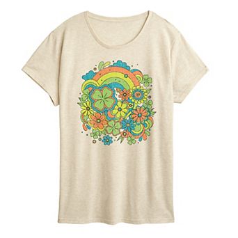 Women's Retro Clovers & Florals Graphic Tee