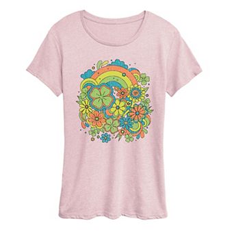 Women's Retro Clovers & Florals Graphic Tee