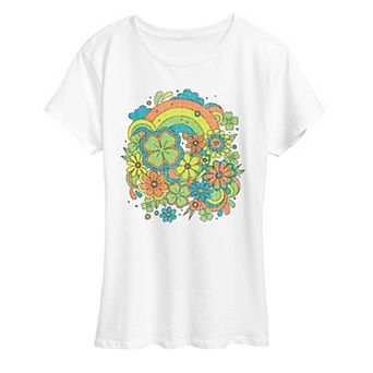 Women's Retro Clovers & Florals Graphic Tee