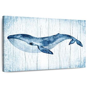 Wooden Blue Whale Wall Art