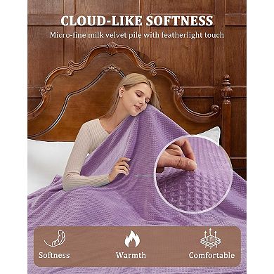 Heated Blanket, Waffle Fast Heating Blankets with ETL Certified Flannel Electric Heating Blanket