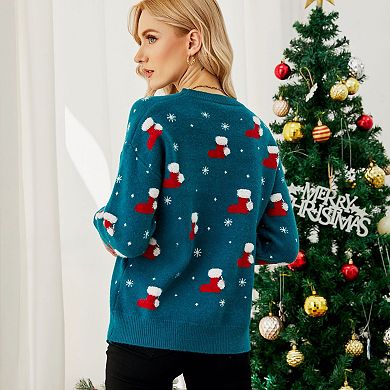 Womens Ugly Christmas Sweater Funny Santa Funny Xmas Holiday Party Knitted Pullover