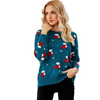 Womens Ugly Christmas Sweater Funny Santa Funny Xmas Holiday Party Knitted Pullover