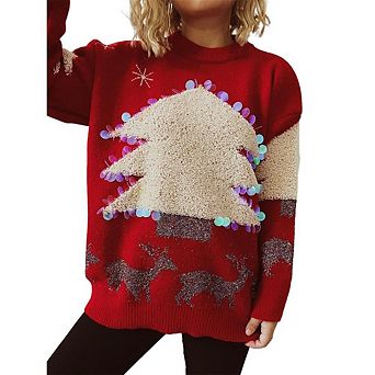 Christmas Sweater Pullover Ugly Christmas Sweater Crew Neck Long Sleeve Snowflake Snowman Pattern