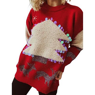 Christmas Sweater Pullover Ugly Christmas Sweater Crew Neck Long Sleeve Snowflake Snowman Pattern