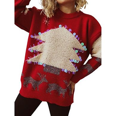 Christmas Sweater Pullover Ugly Christmas Sweater Crew Neck Long Sleeve Snowflake Snowman Pattern