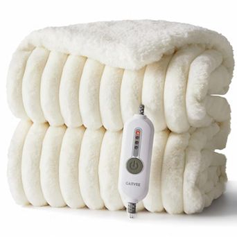 Electric Blanket Heated Throw Blanket Cozy Faux Rabbit Fur with 4 Heating Levels & 4 Hours Auto Off