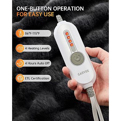 Heated Blanket, Faux Fur Electric Blanket with 4 Heat Settings, Soft Bubble Blanket