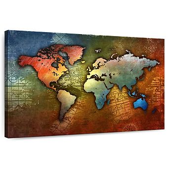 Colorful Metal World Map Wall Art