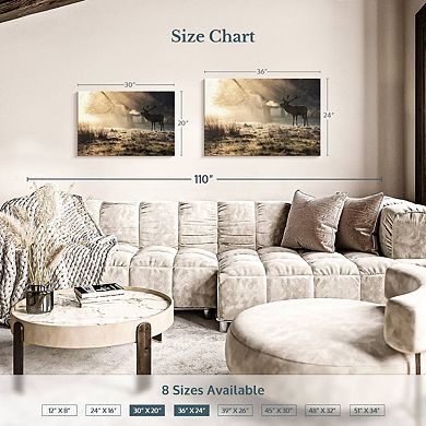 Wild Deer In Snow Wall Art