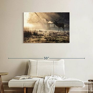 Wild Deer In Snow Wall Art