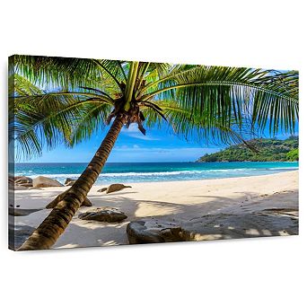 Palm Tree On A Sandy Beach Wall Art