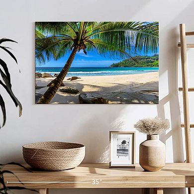 Palm Tree On A Sandy Beach Wall Art