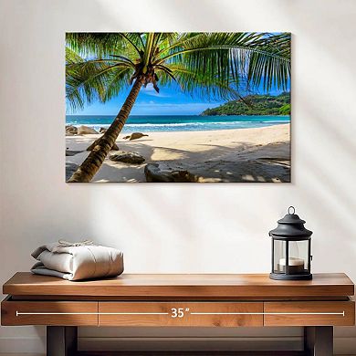 Palm Tree On A Sandy Beach Wall Art