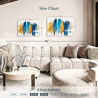 Blue And Gold Abstract Wall Art