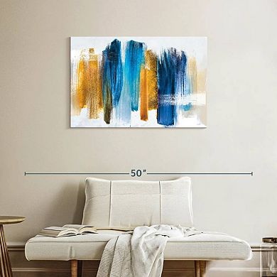 Blue And Gold Abstract Wall Art