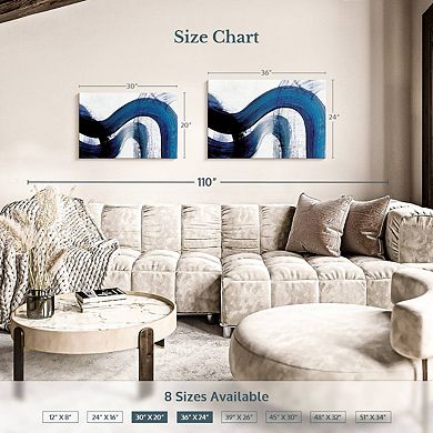 Blue Abstract Curves Wall Art