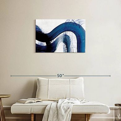 Blue Abstract Curves Wall Art