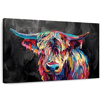 Colorful Highland Cow Wall Art
