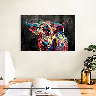 Colorful Highland Cow Wall Art