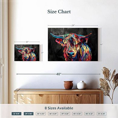 Colorful Highland Cow Wall Art