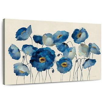 Aquamarine Floral On Cream Wall Art