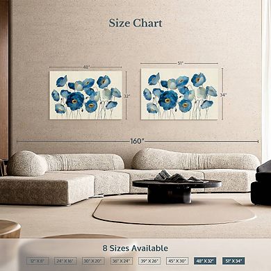Aquamarine Floral On Cream Wall Art