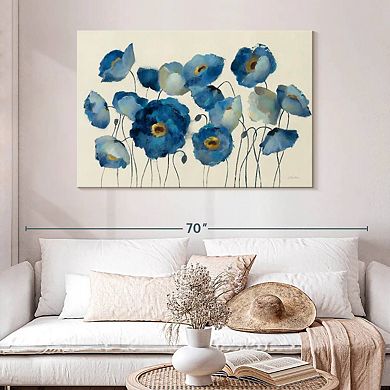 Aquamarine Floral On Cream Wall Art