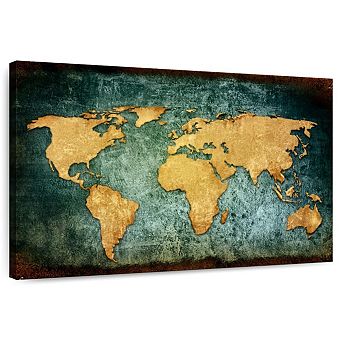 Grunge World Map Wall Art