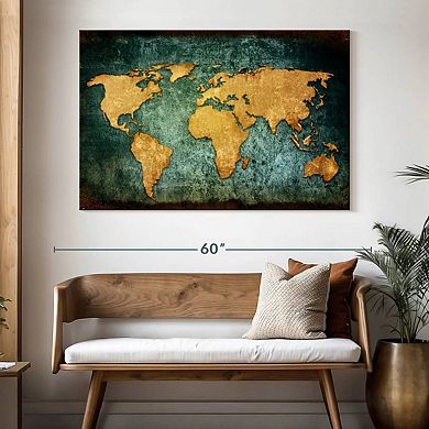 Grunge World Map Wall Art