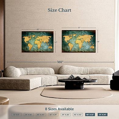 Grunge World Map Wall Art