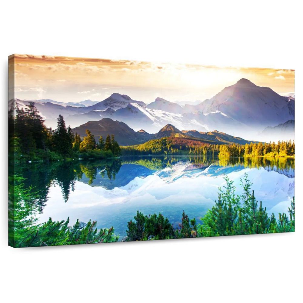 Mountain And Lake Sunrise Wall Art