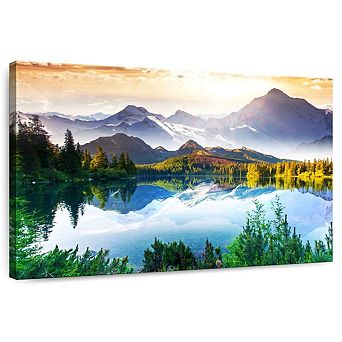 Mountain And Lake Sunrise Wall Art