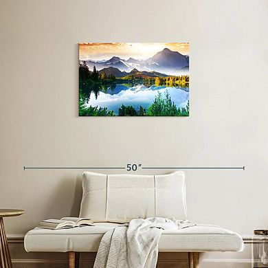 Mountain And Lake Sunrise Wall Art