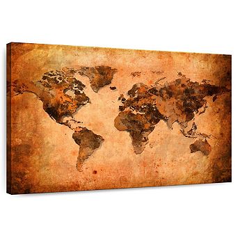 Terracotta World Map Wall Art