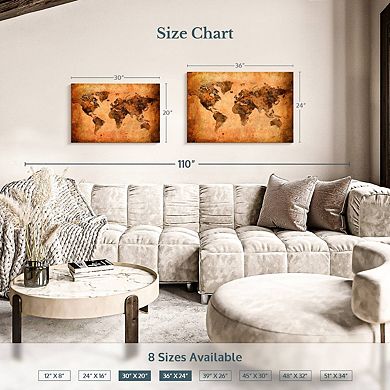 Terracotta World Map Wall Art