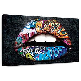 Grunge Rainbow Lips Wall Art