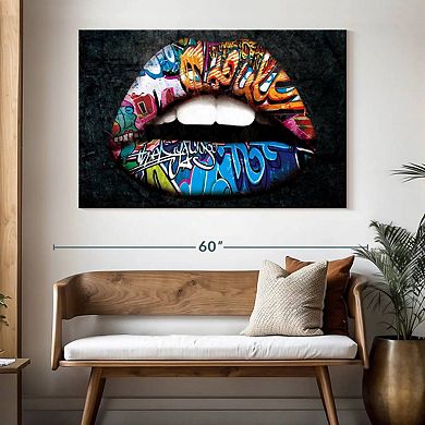 Grunge Rainbow Lips Wall Art