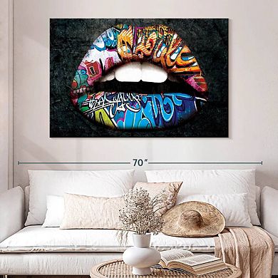 Grunge Rainbow Lips Wall Art