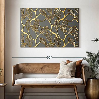 Gold Leaves Lattice Wall Art