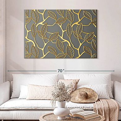 Gold Leaves Lattice Wall Art
